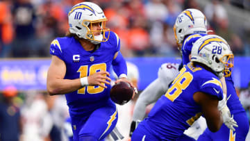 Dec 10, 2023; Inglewood, California, USA; Los Angeles Chargers quarterback Justin Herbert