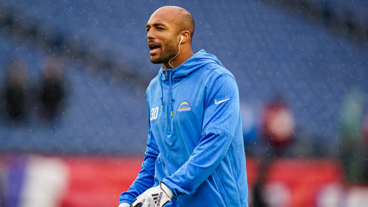 Dec 3, 2023; Foxborough, Massachusetts, USA; Los Angeles Chargers running back Austin Ekeler (30)